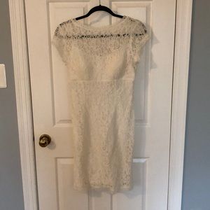 David’s Bridal Studio white lace dress